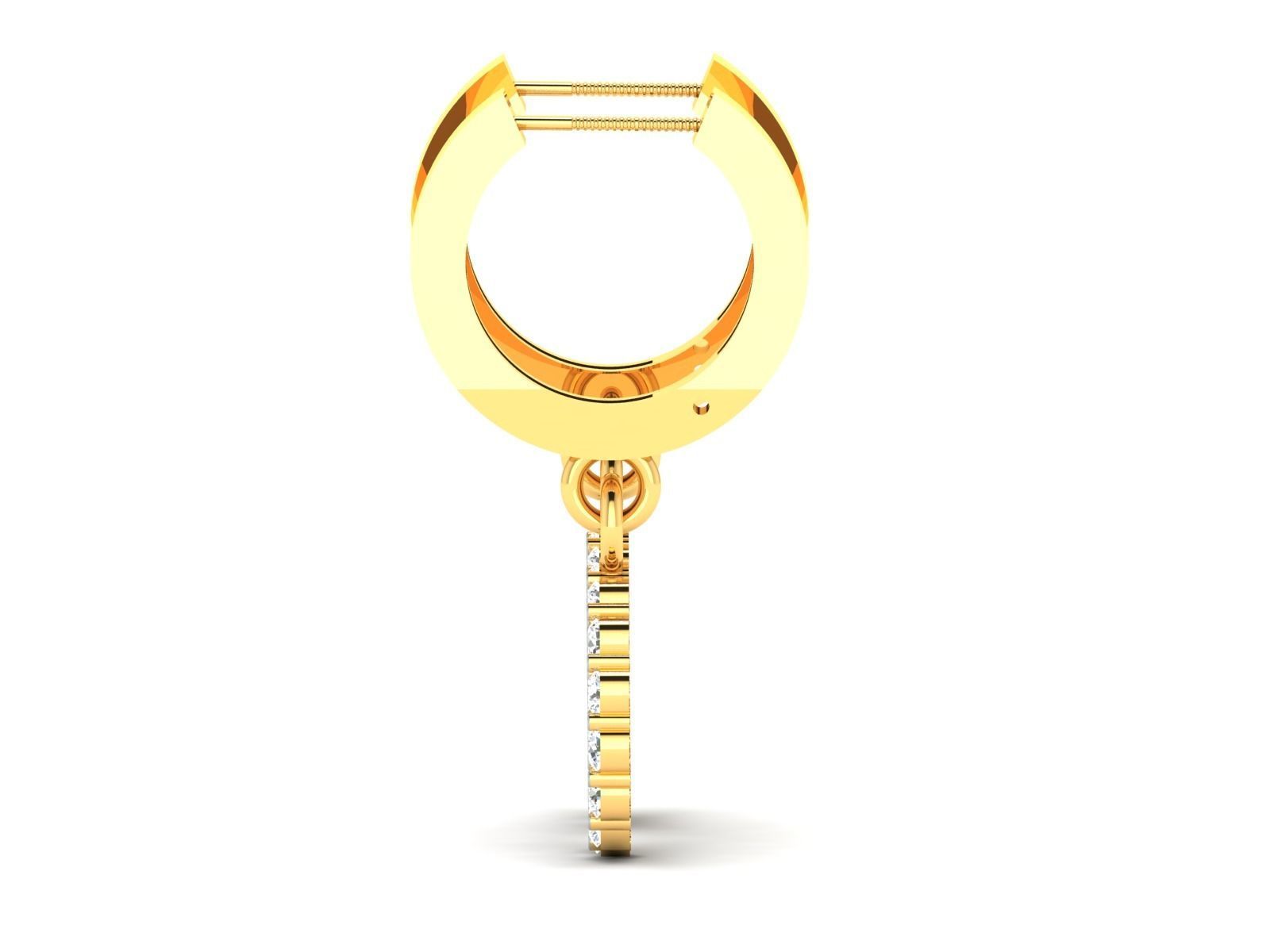 Earrings-2234 two gold hoop earrings with diamonds 3D print model_5