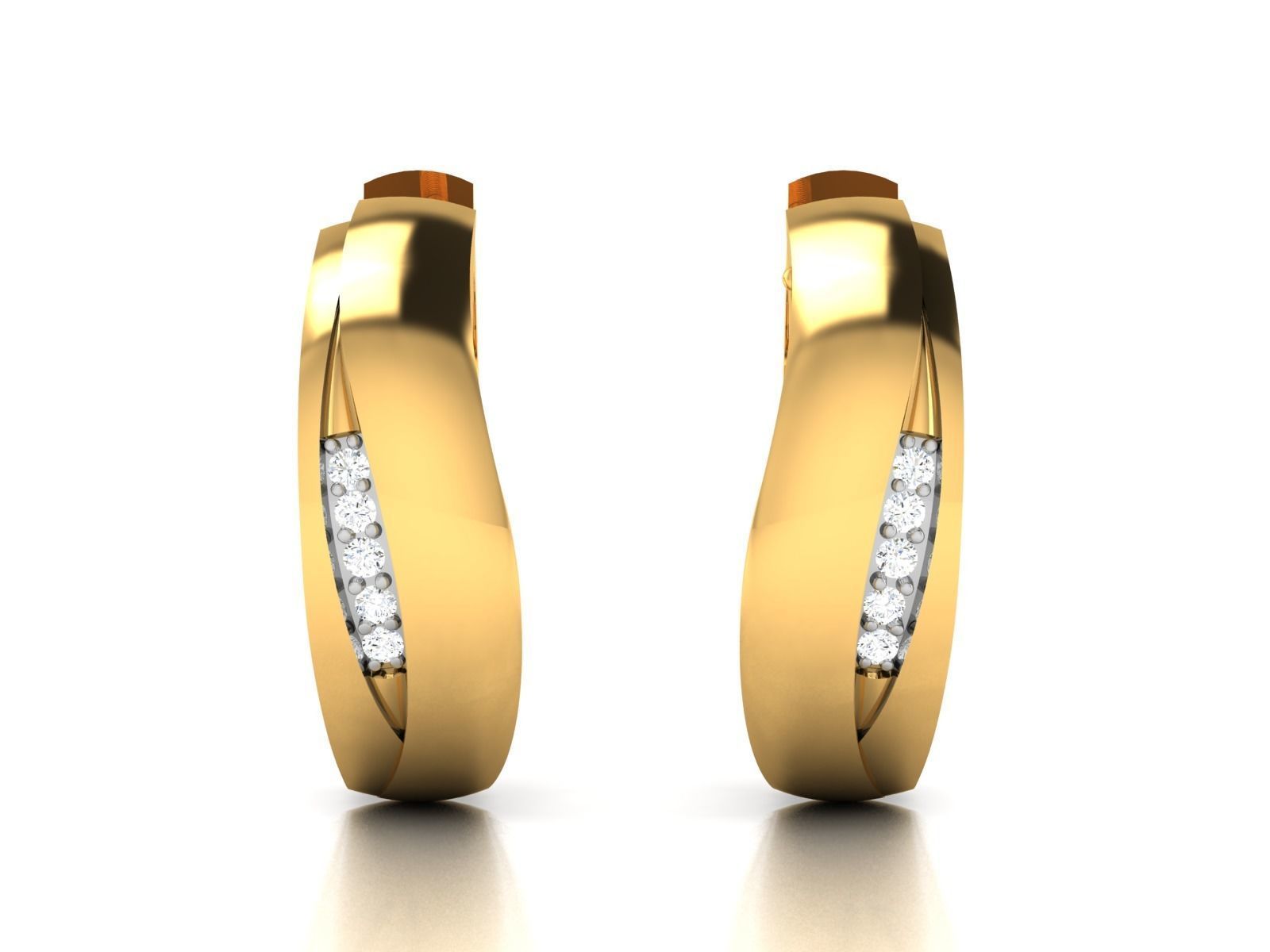 Earrings-2195 gold diamond hoop earrings 3D print model_2