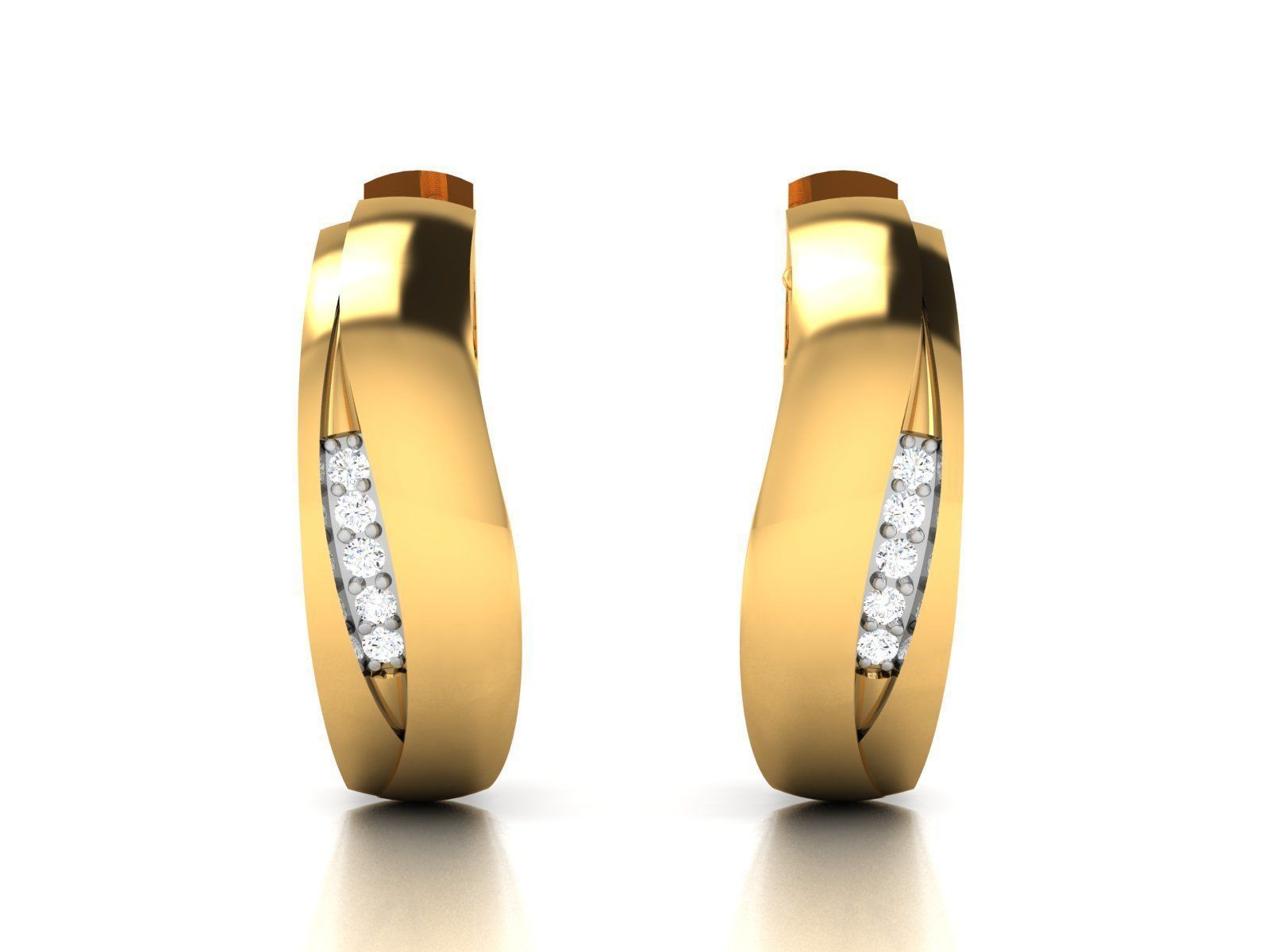 Earrings-2195 gold diamond hoop earrings 3D print model_3