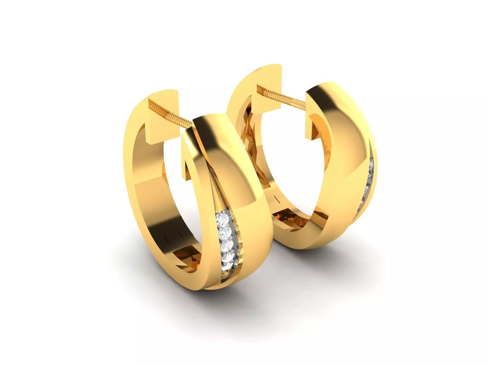Earrings-2195 gold diamond hoop earrings 3D print model_0