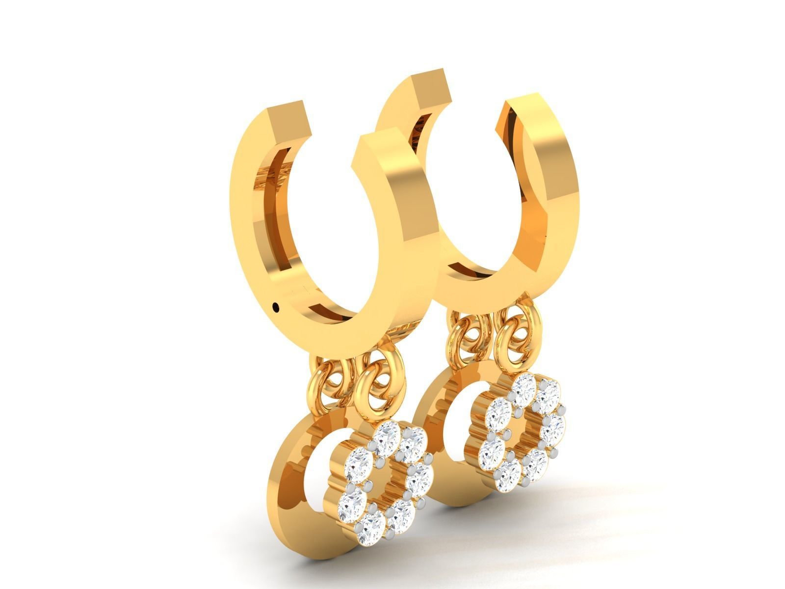 Earrings-2168 pair of gold earrings with diamonds 3D print model_4