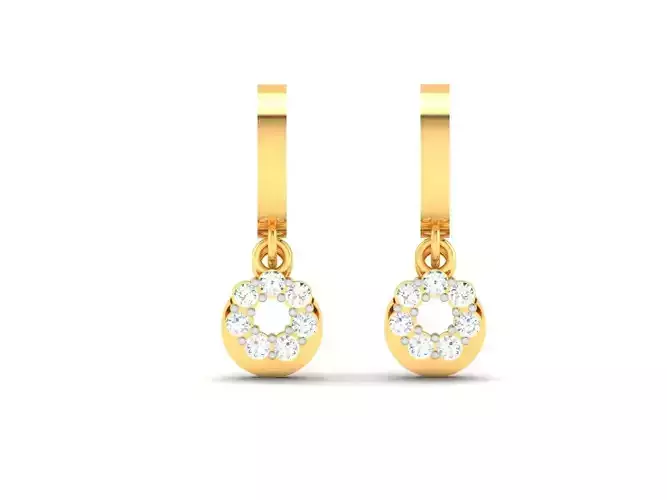 Earrings-2143 gold hoop ring with diamonds 3D print model
