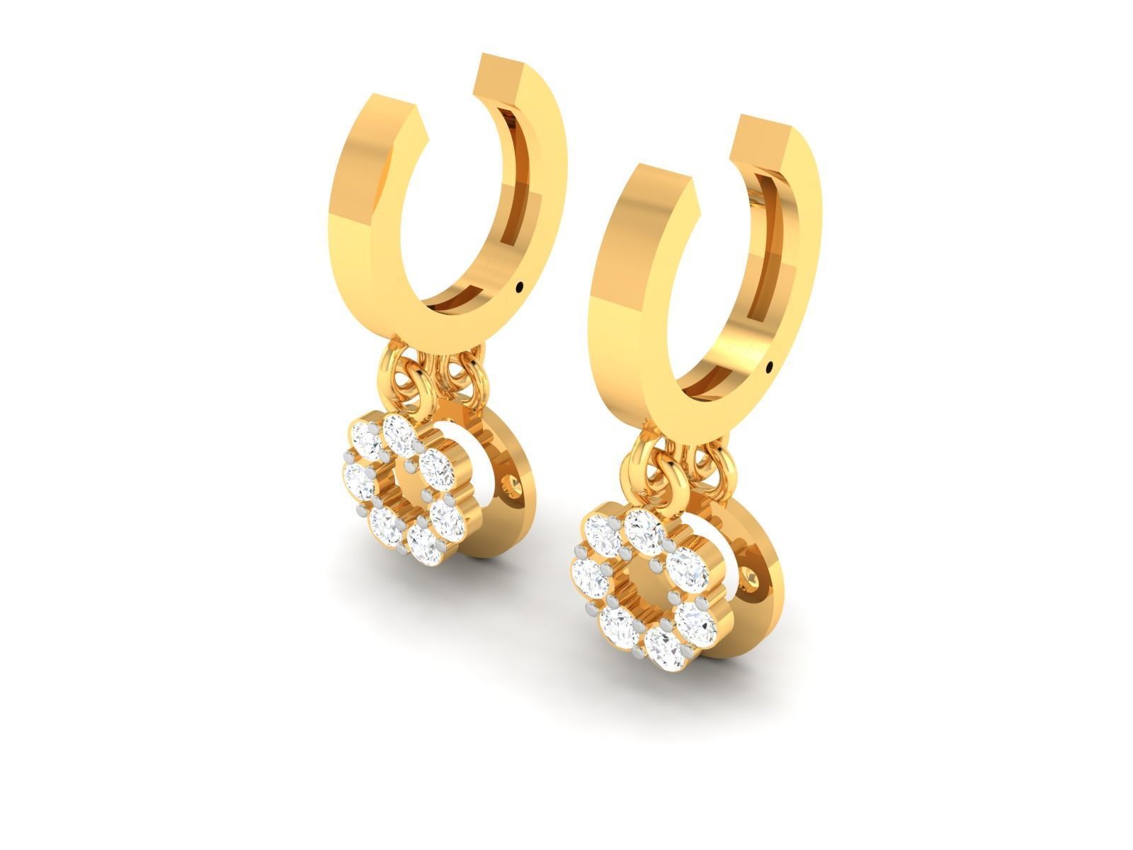 Earrings-2143 gold hoop ring with diamonds 3D print model_5