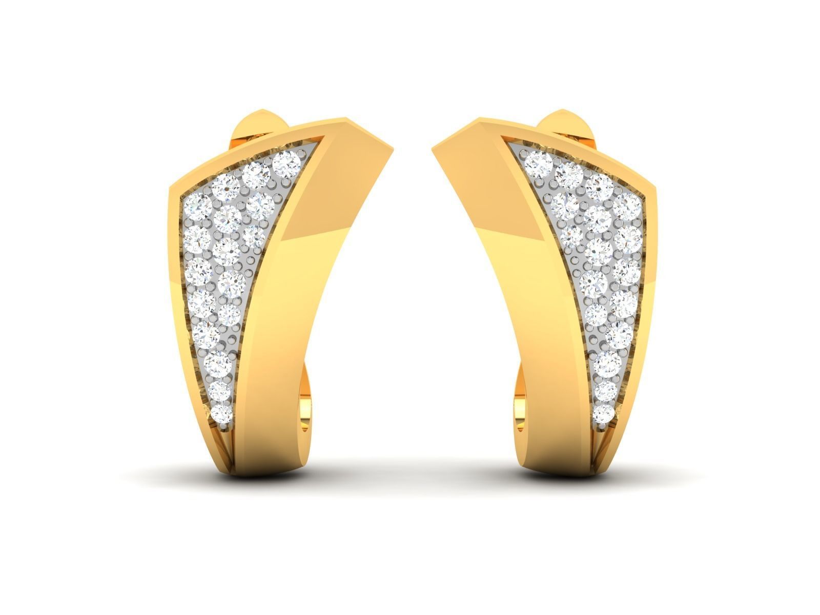 Earrings-2125 two diamond hoop earrings gold 3D print model_3