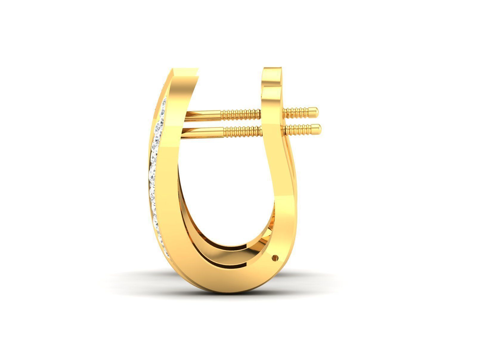 Earrings-2125 two diamond hoop earrings gold 3D print model_4