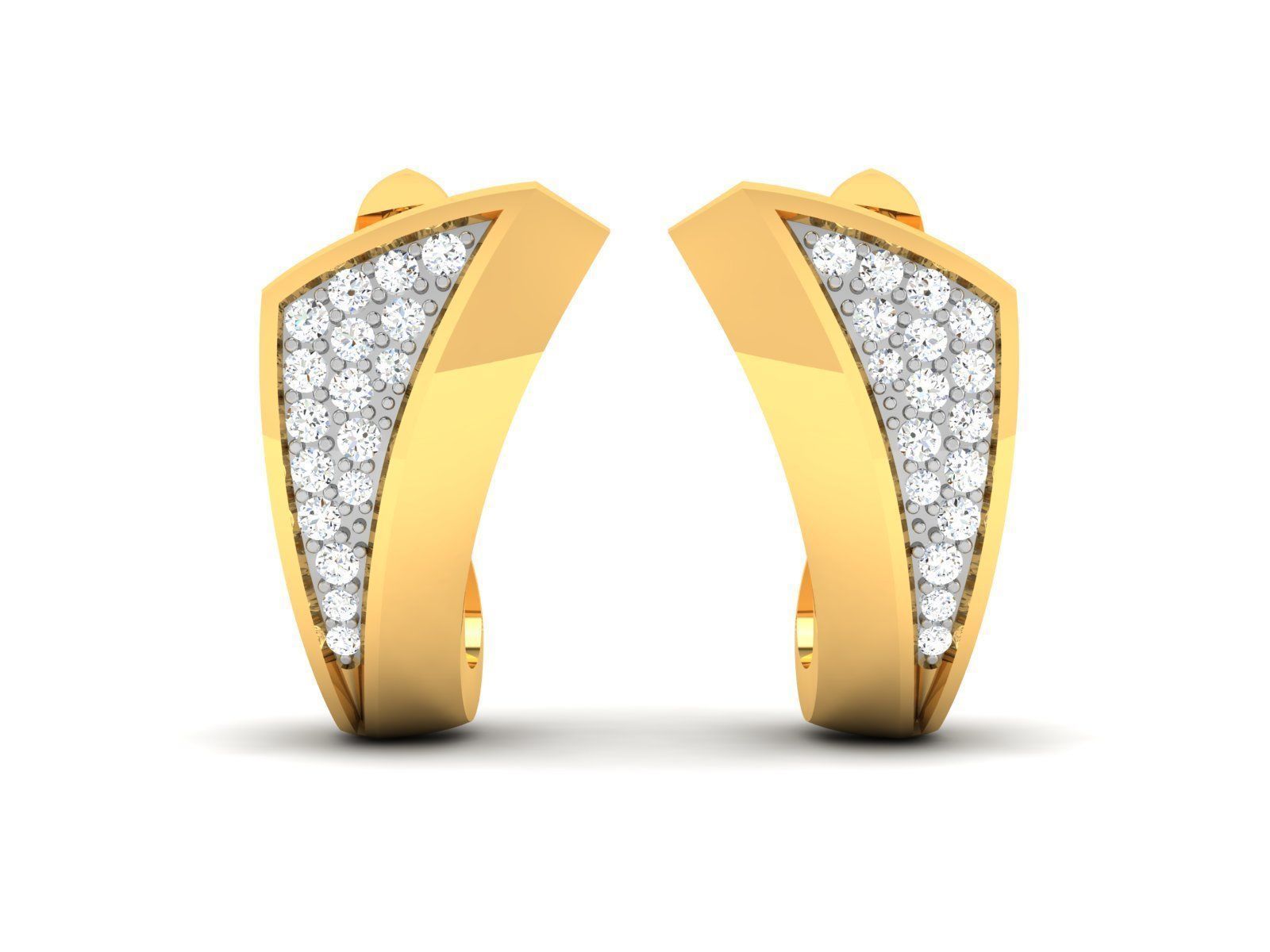 Earrings-2125 two diamond hoop earrings gold 3D print model_2