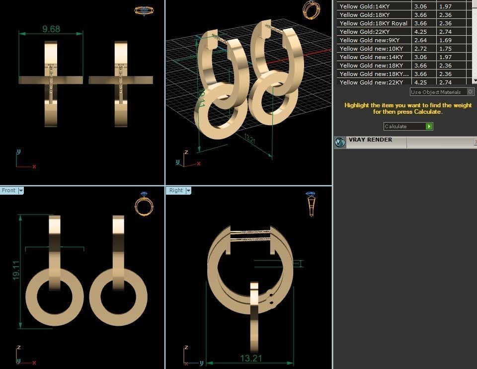 Earrings-2079 gold hoop earring 3D print model_3
