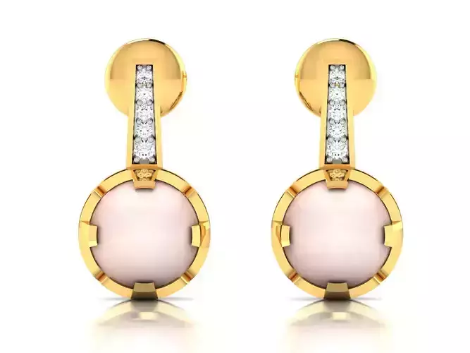 Earrings-2060 oval stone earring gold