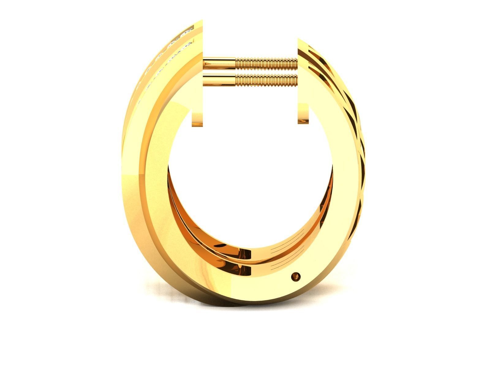 Earrings-2057 two gold ring with diamonds 3D print model_6