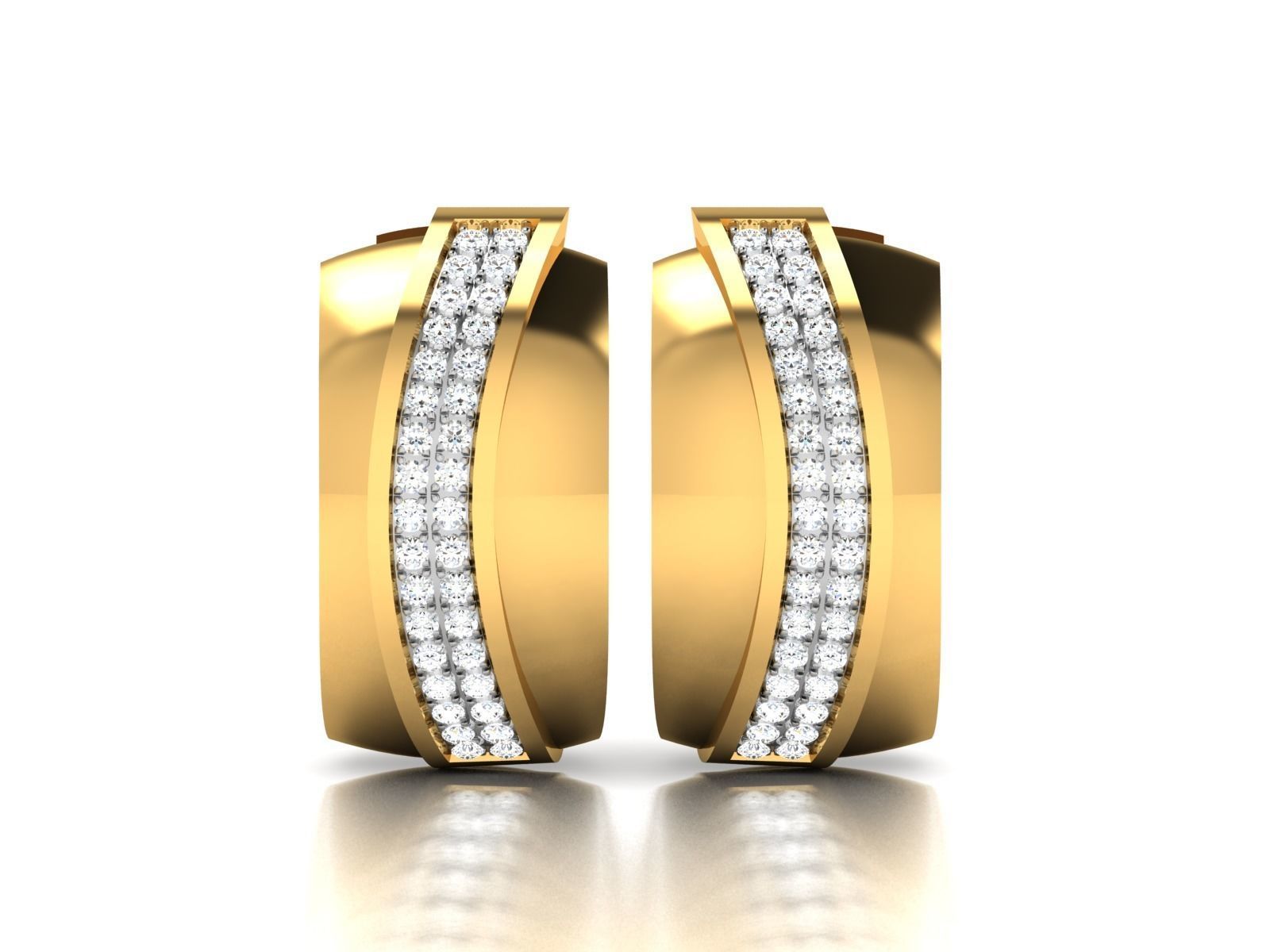 Earrings-2057 two gold ring with diamonds 3D print model_4