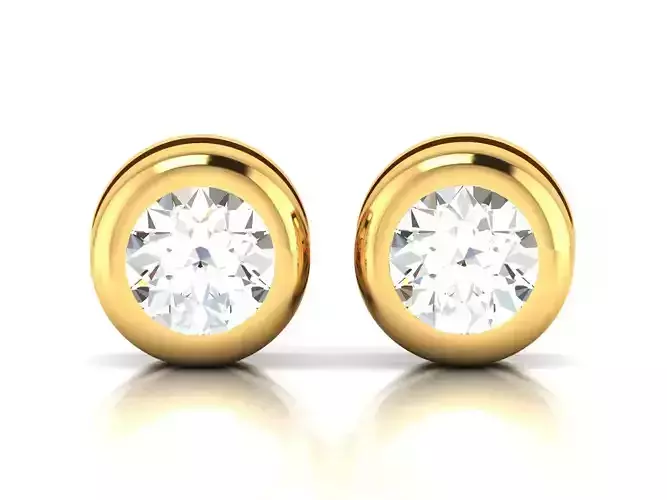 Earrings-2053 two round diamond stud earrings gold