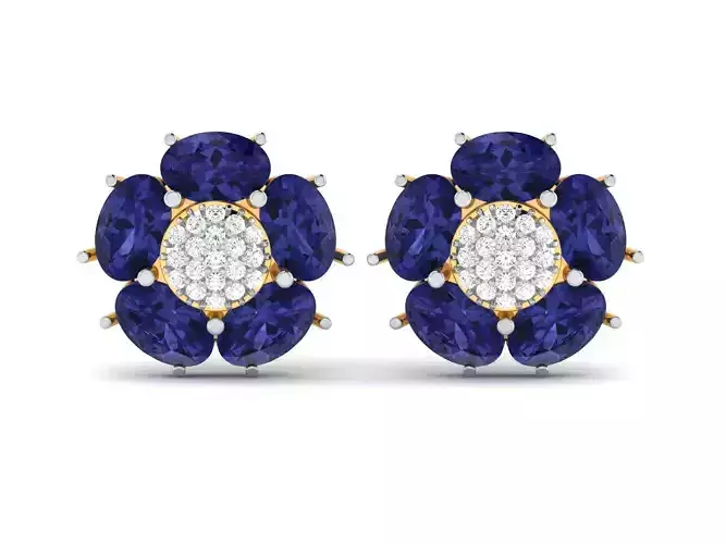 Earrings-2015 sapphire flower stud earrings 3D print model