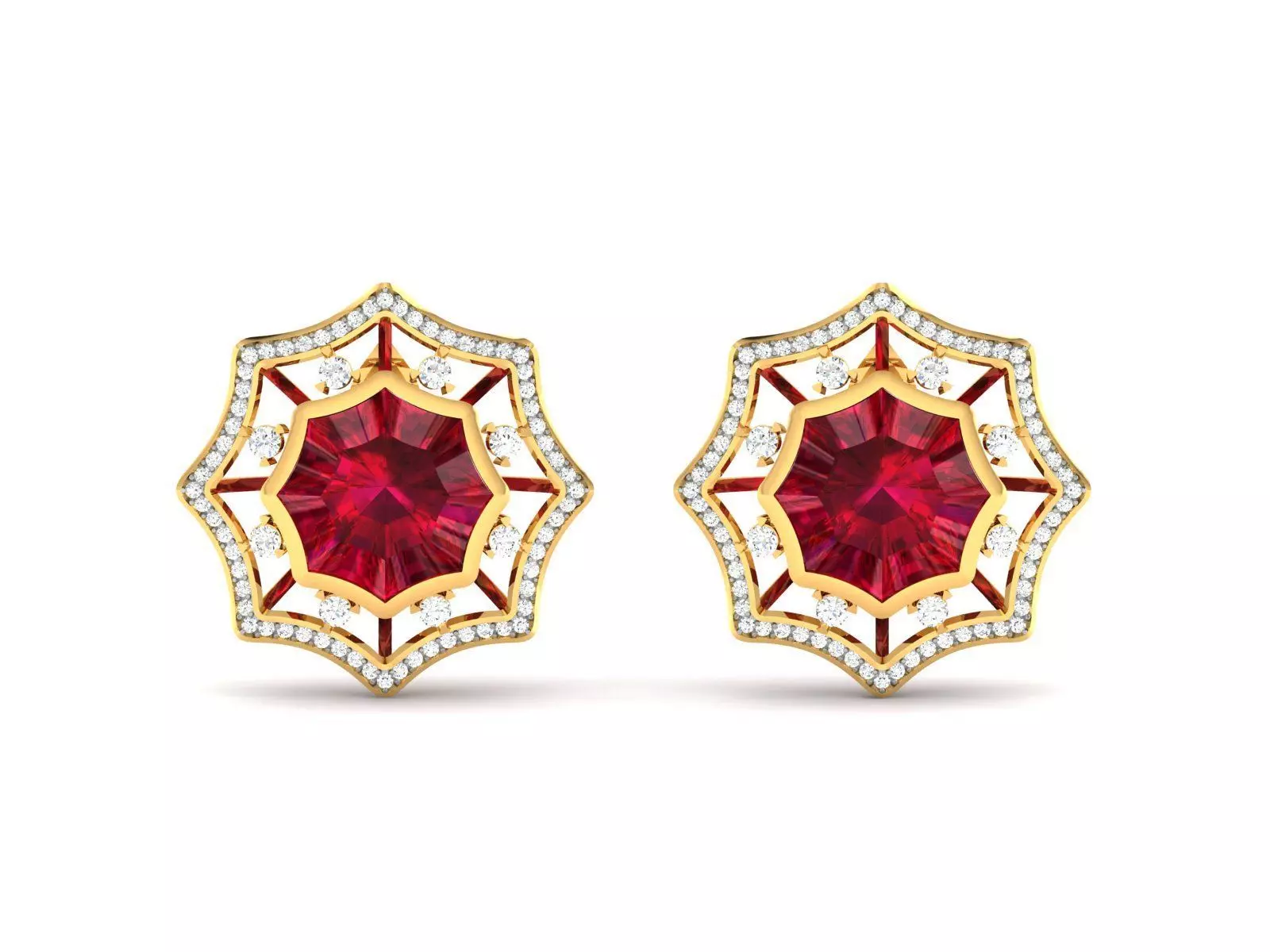 Earrings-1870 gold stud earring with stone 3D print model_0