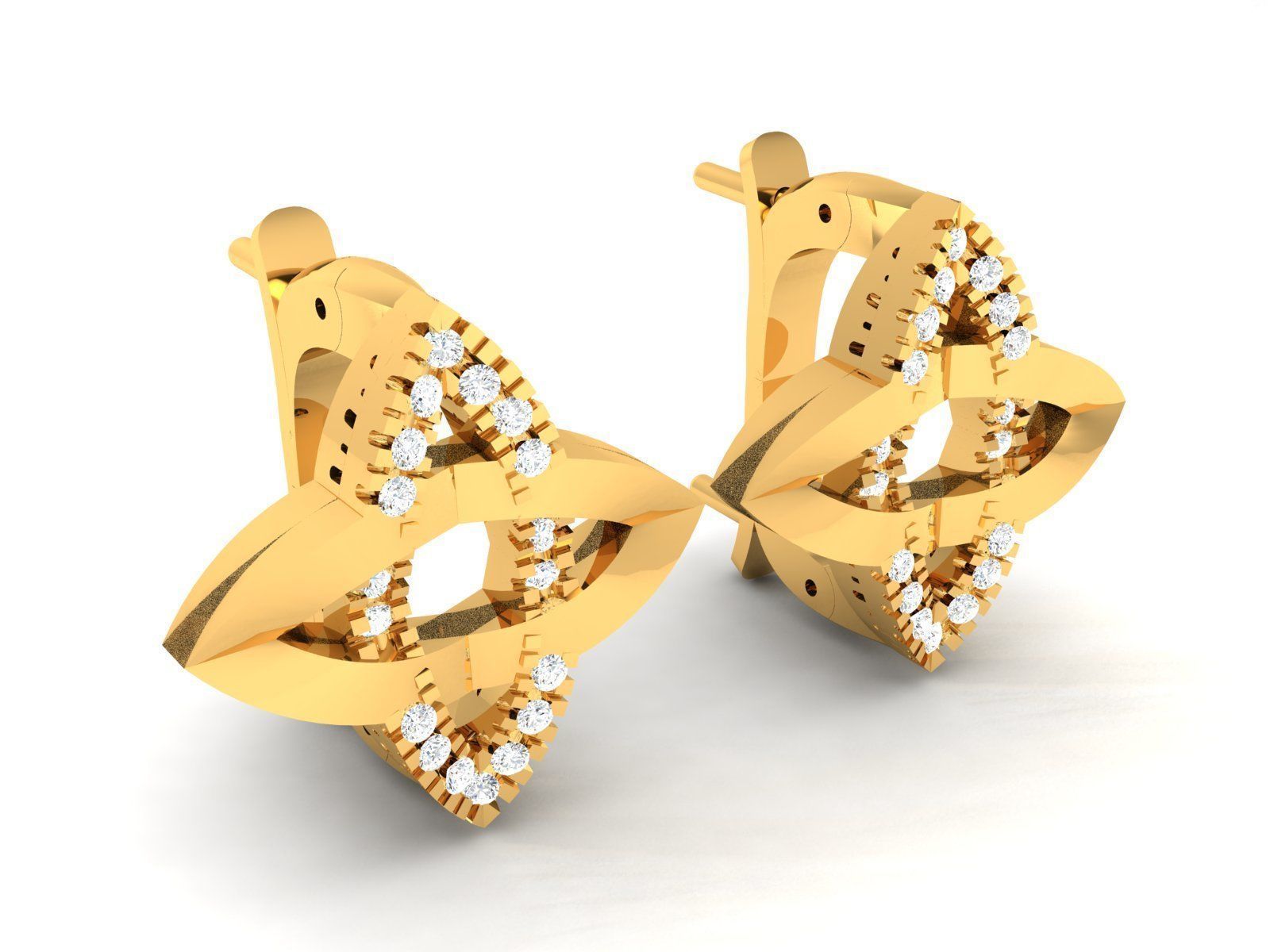 Earrings-1848 gold ring with diamonds 3D print model_3