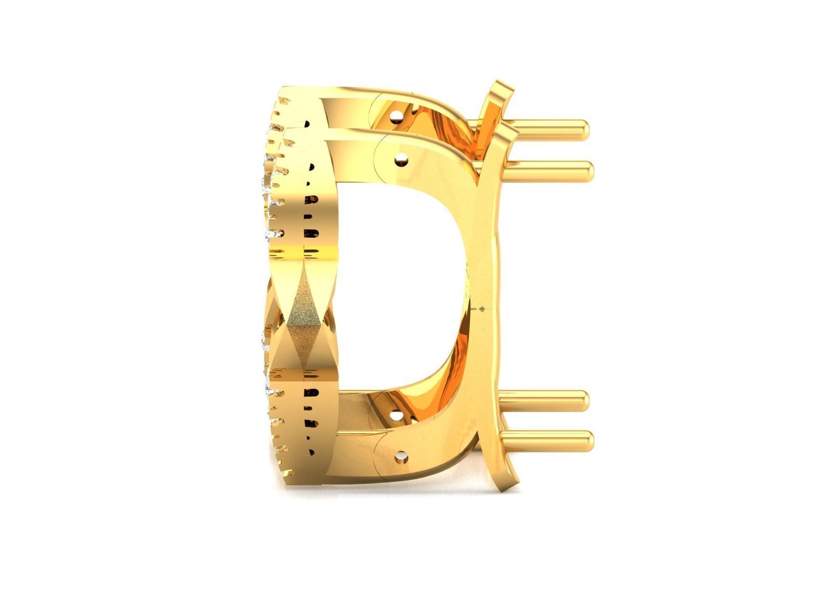 Earrings-1848 gold ring with diamonds 3D print model_5