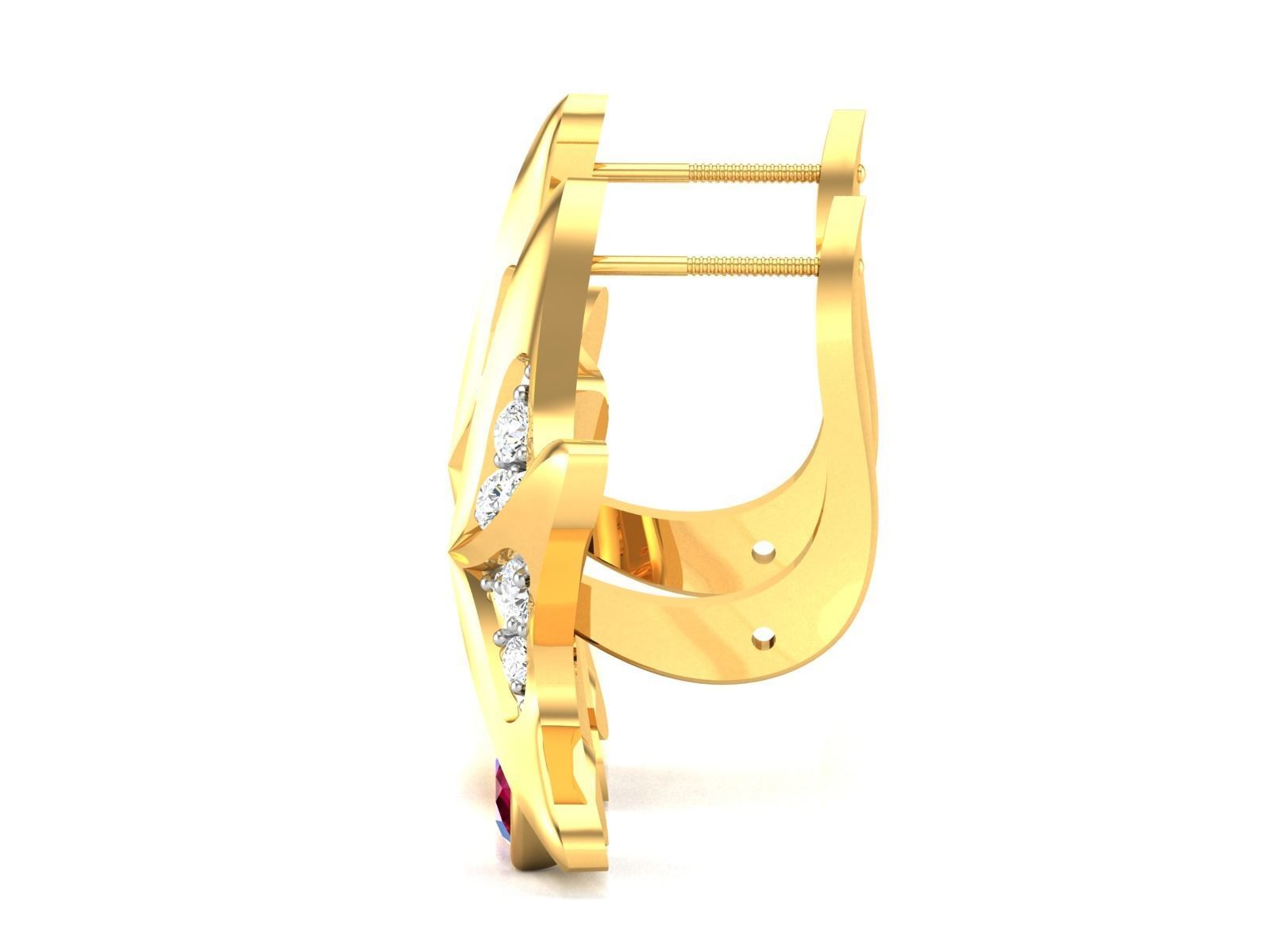 Earrings-1842 diamond star shaped earring gold 3D print model_5