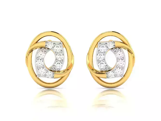 Earrings-1838 pair of gold earrings with diamonds 3D print model