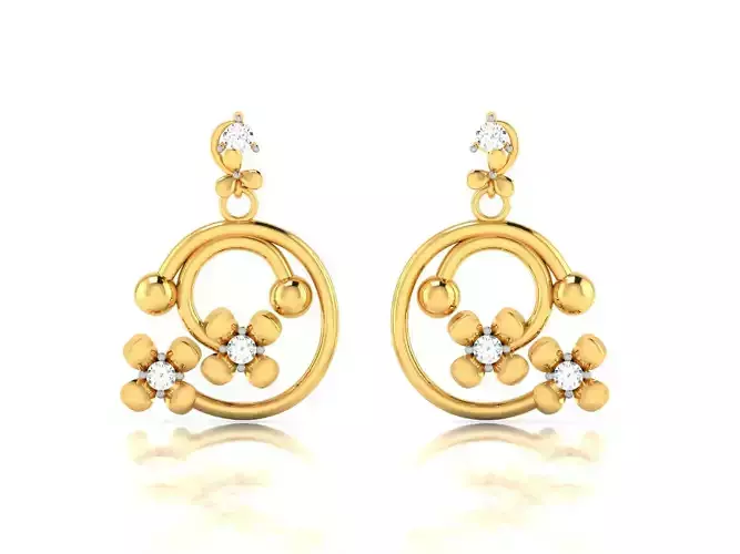 Earrings-1814 pair of gold earrings with diamonds 3D print model