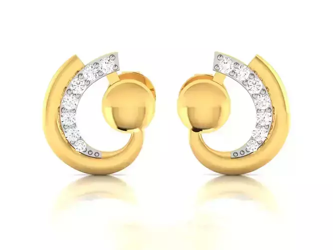 Earrings-1810 pair of gold earrings with diamonds 3D print model