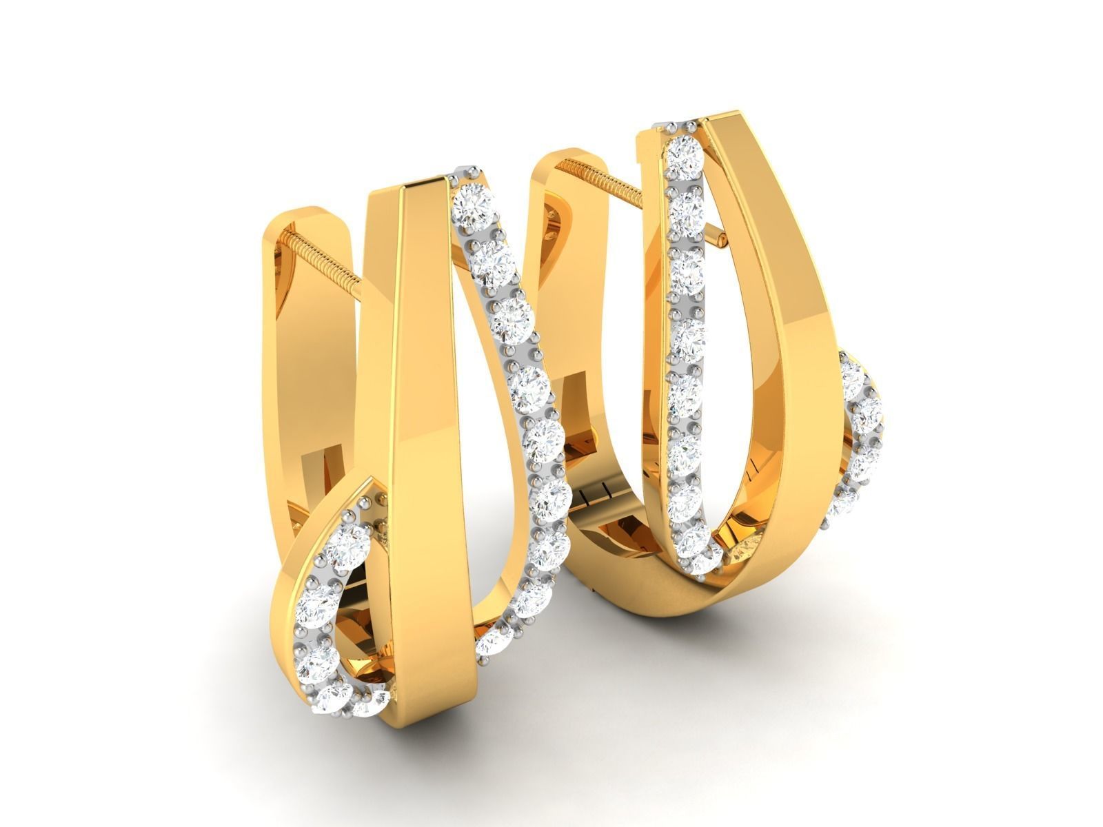 Earrings-1806 gold diamond hoop earrings 3D print model_2