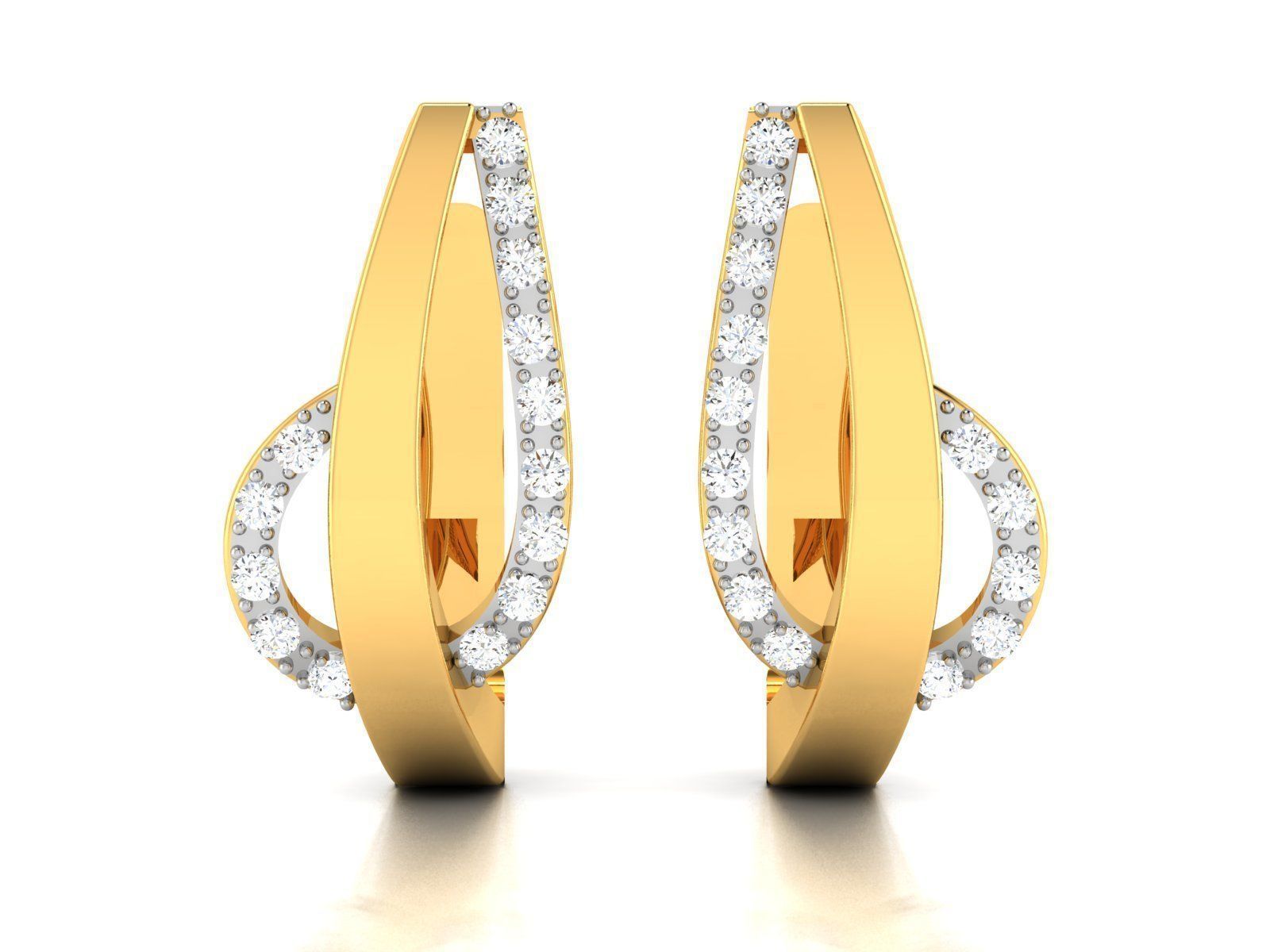 Earrings-1806 gold diamond hoop earrings 3D print model_4