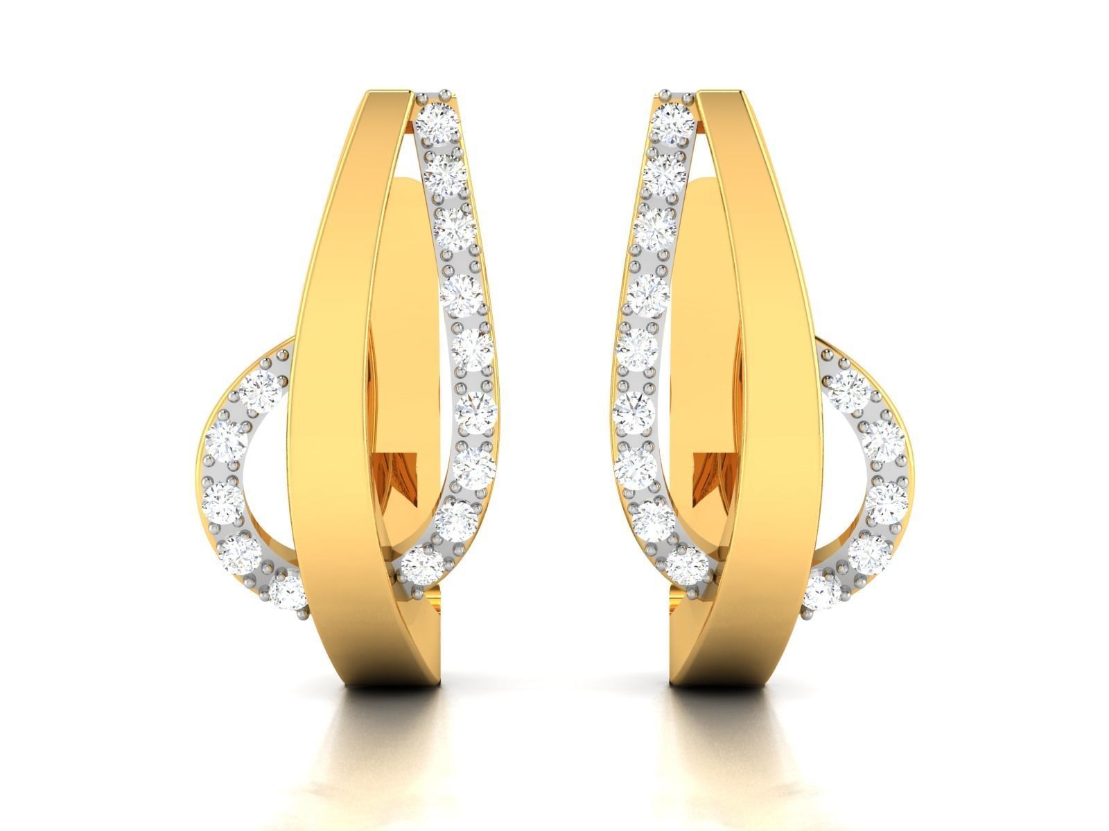 Earrings-1806 gold diamond hoop earrings 3D print model_3