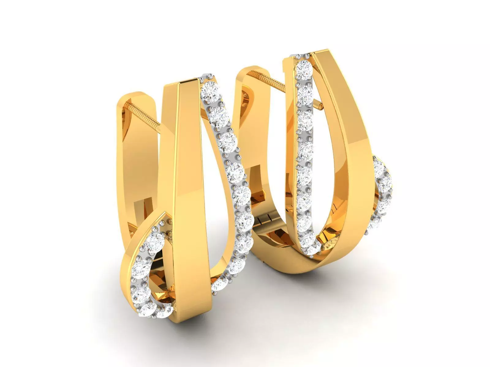 Earrings-1806 gold diamond hoop earrings 3D print model_0