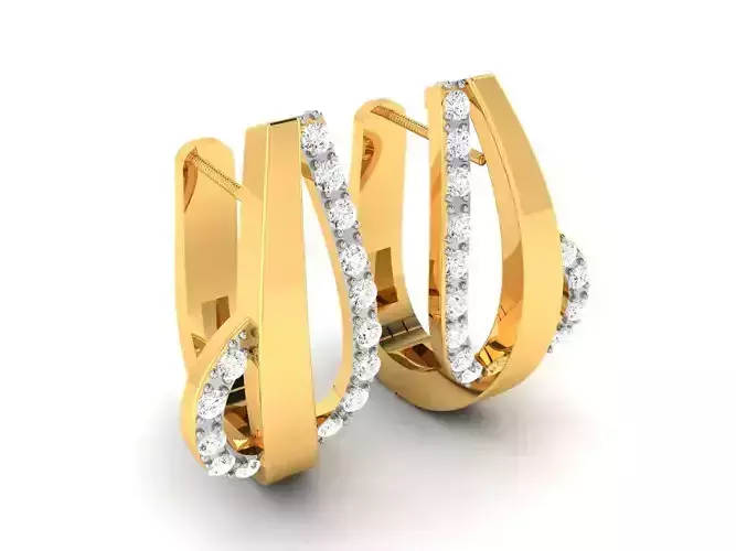 Earrings-1806 gold diamond hoop earrings 3D print model