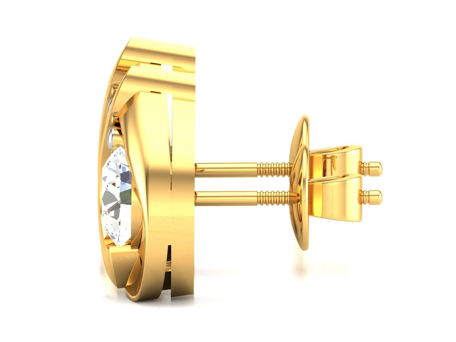 Earrings-1793 diamond stud earring gold 3D print model_5
