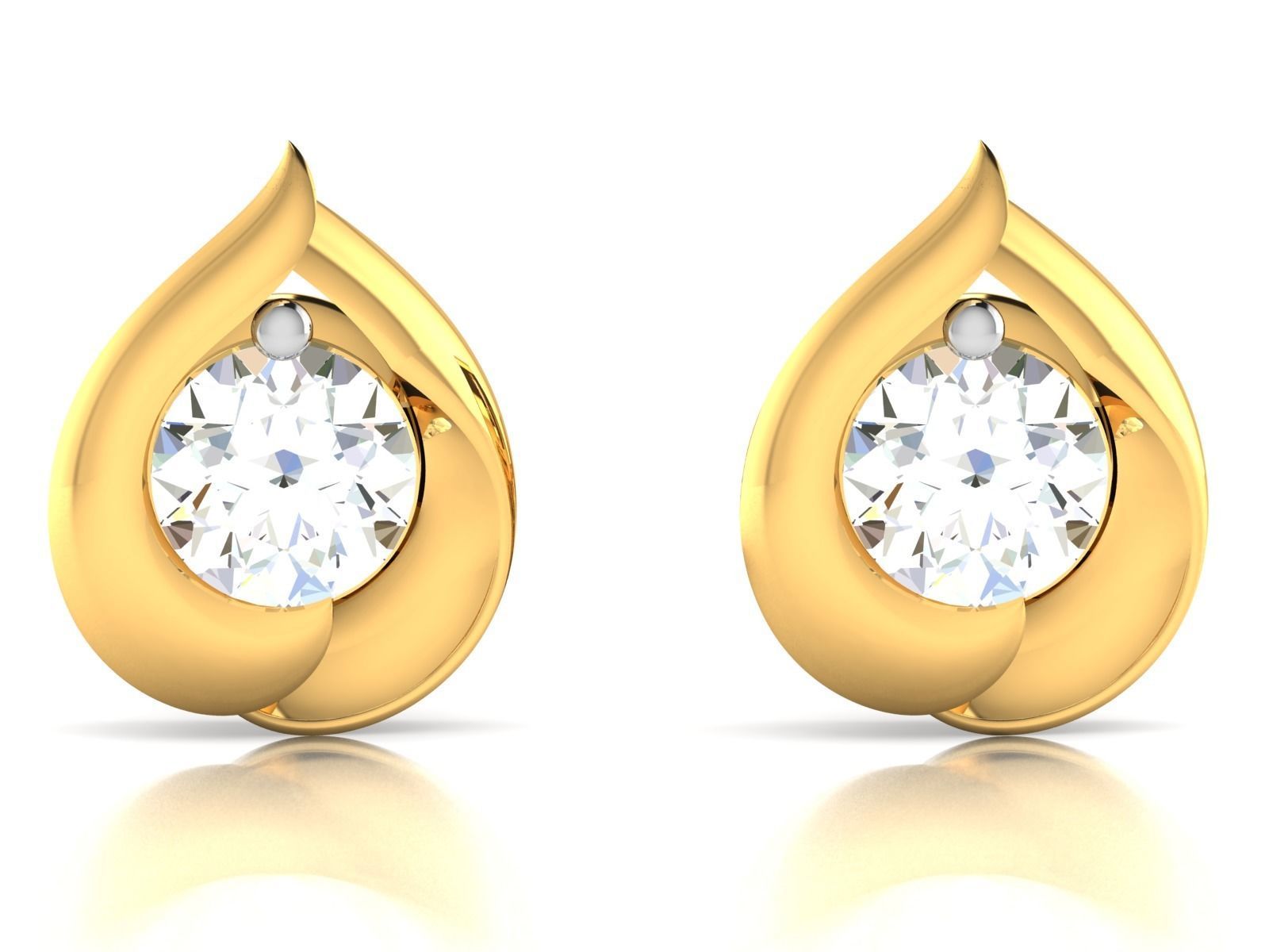 Earrings-1793 diamond stud earring gold 3D print model_3