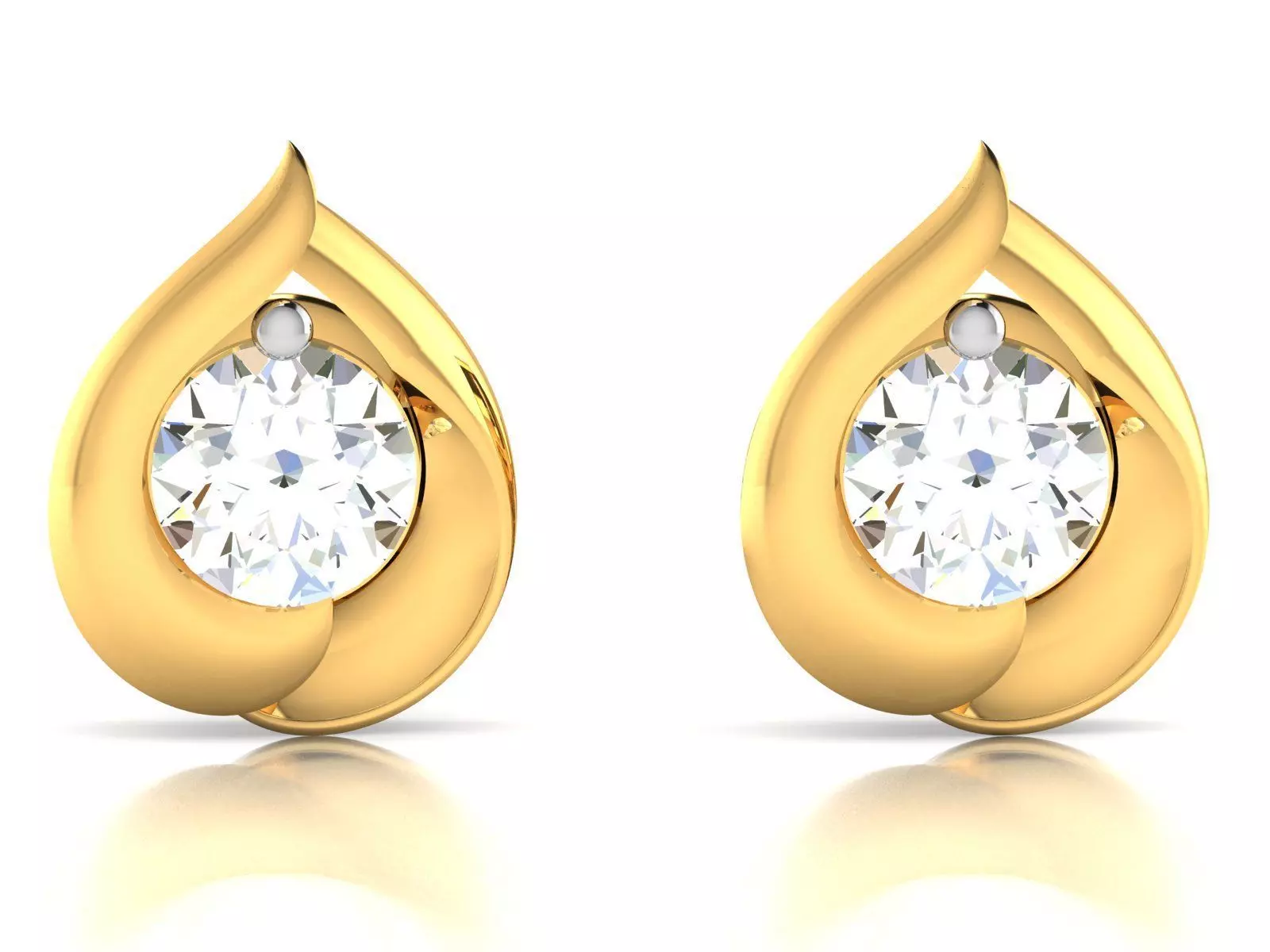 Earrings-1793 diamond stud earring gold 3D print model_0