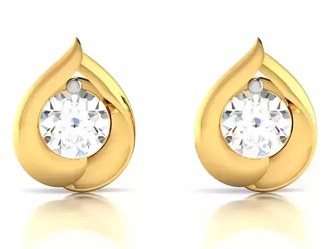 Earrings-1793 diamond stud earring gold 3D print model