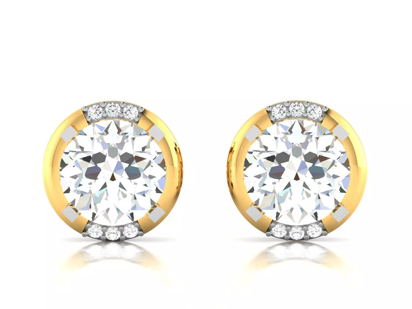 Earrings-1788 diamond stud earring gold 3D print model_0