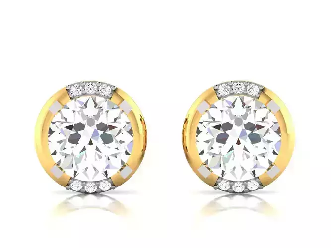 Earrings-1788 diamond stud earring gold 3D print model