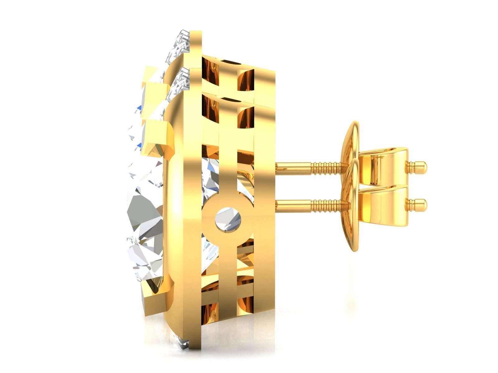 Earrings-1788 diamond stud earring gold 3D print model_5