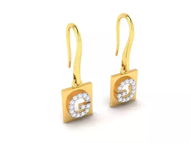 Earrings-1784 gold earring with diamond in middle 3D print model