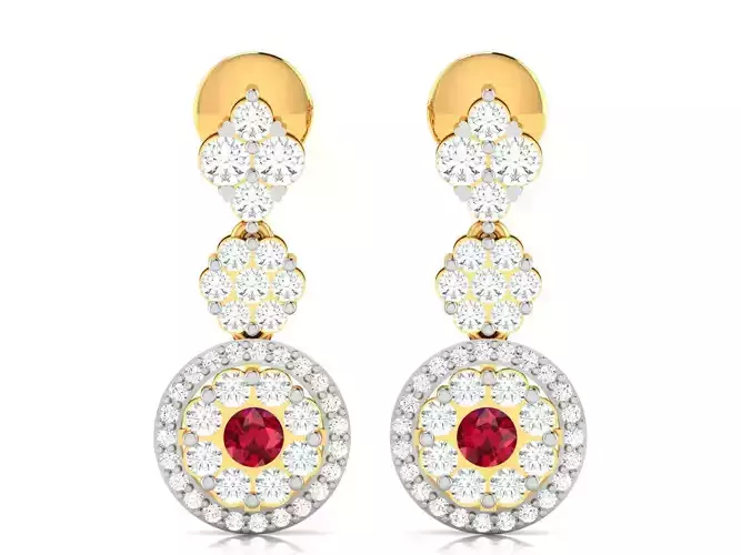 Earrings-1779 ruby and diamond earrings gold 3D print model
