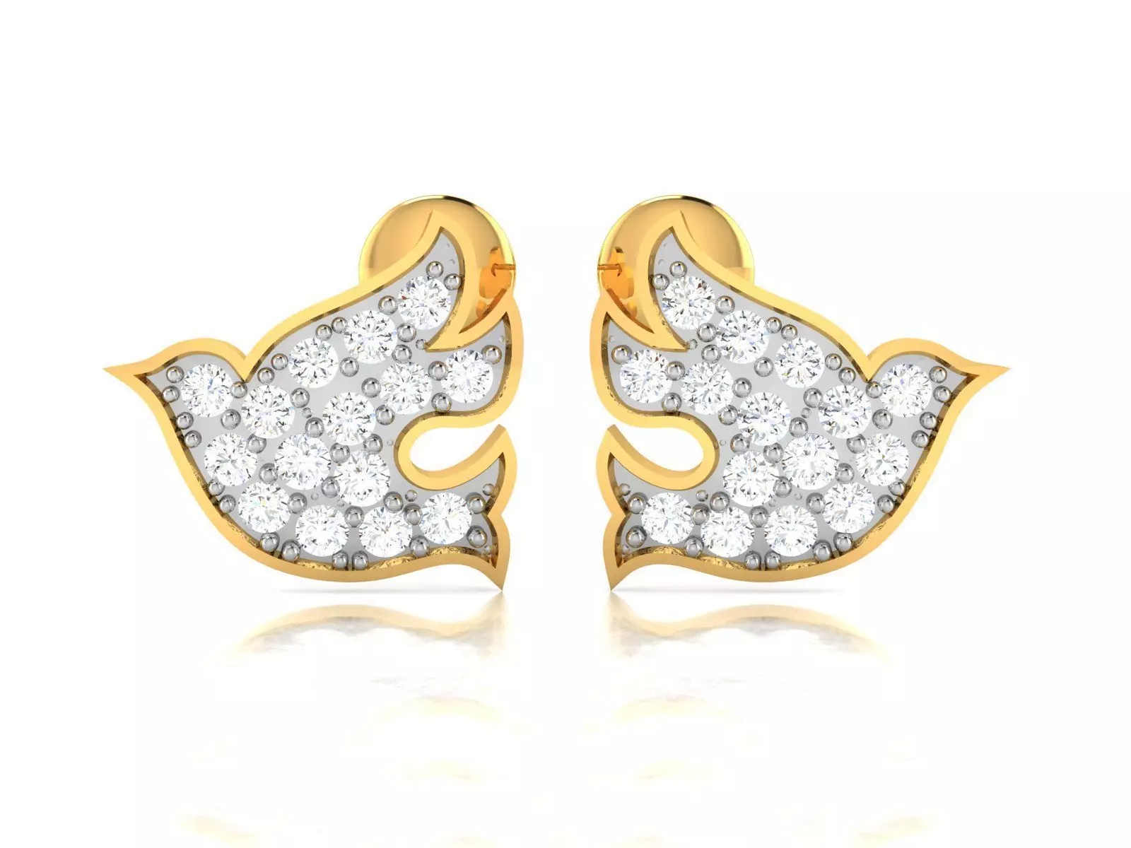 Earrings-1744 diamond stud earring gold 3D print model_0