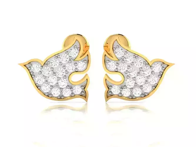 Earrings-1744 diamond stud earring gold 3D print model