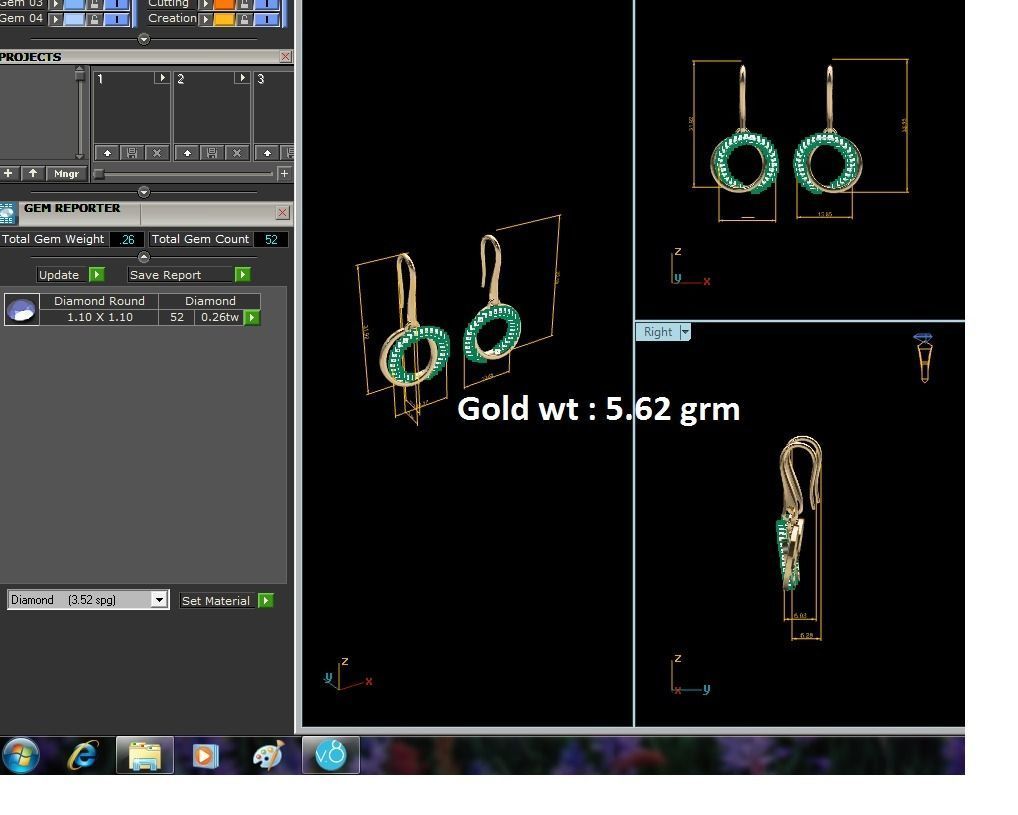 Earrings-1688 round diamond dangle earrings gold 3D print model_1