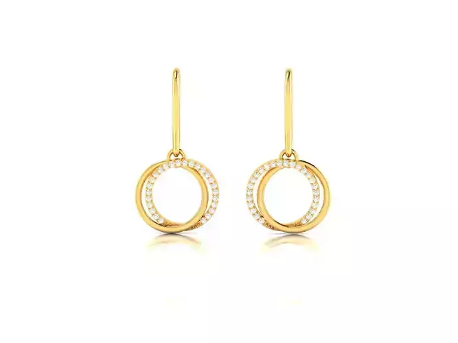 Earrings-1688 round diamond dangle earrings gold 3D print model