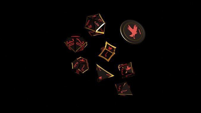 RPG Polyhedral Vampire Dice Set - Vampire Blood Pact Dice 3D print model