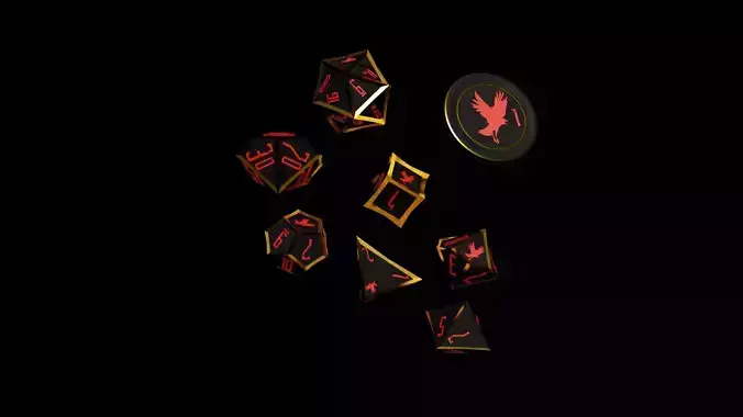 RPG Polyhedral Vampire Dice Set - Vampire Blood Pact Dice 3D print model