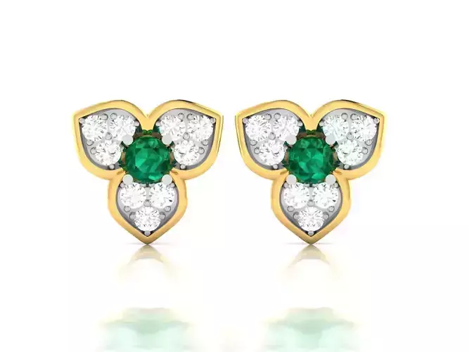 Earrings-7496 emerald stud earrings gold