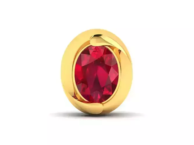 Earrings-7458 oval ruby stone pendant gold