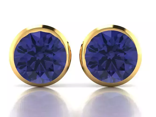 Earrings-7407 pair of sapphire stud earrings gold