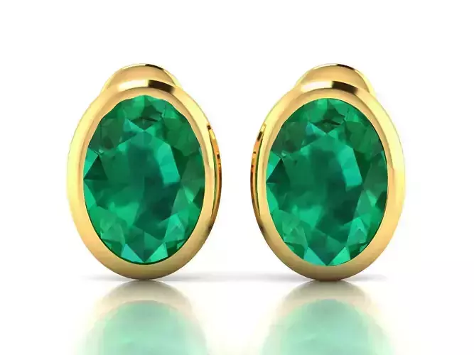 Earrings-7403 emerald stud earrings gold