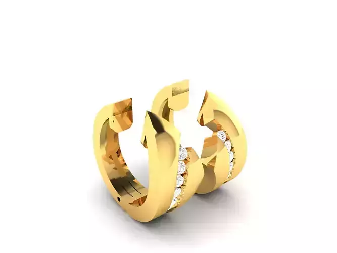 Earrings-7398 two gold rings with diamonds