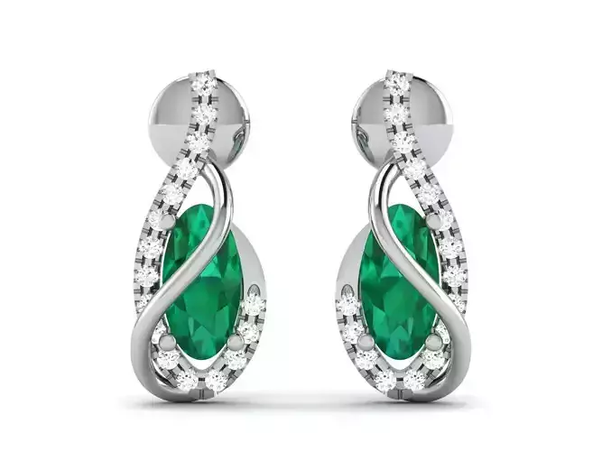 Earrings-7388 emerald and diamond earrings