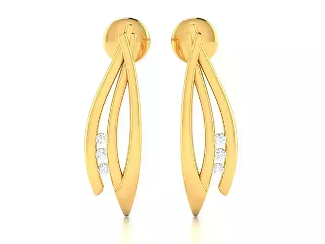 Earrings-7343 pair of gold earrings with diamonds